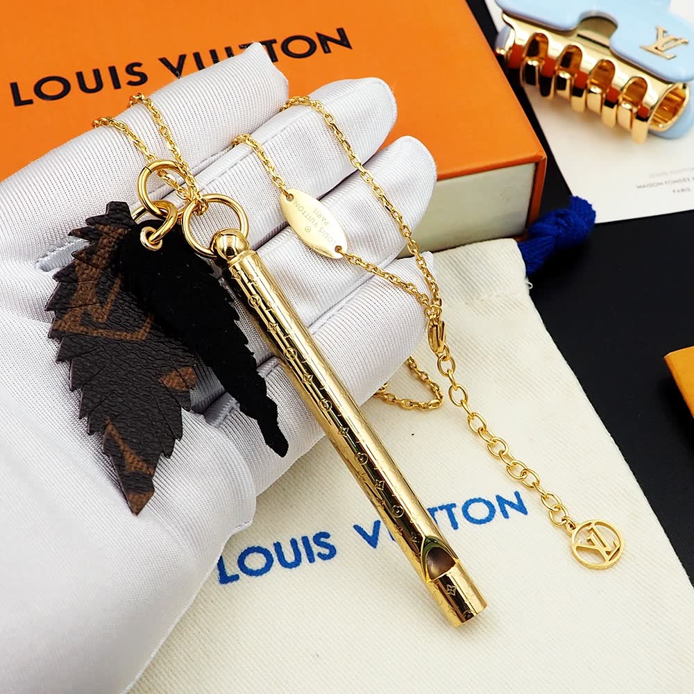 Louis Vuitton Monogram World Tour Gold Plated Necklace